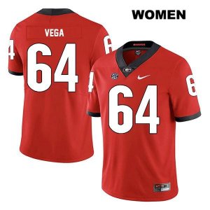 Women's Georgia Bulldogs NCAA #64 JC Vega Nike Stitched Red Legend Authentic College Football Jersey FWB3054WG